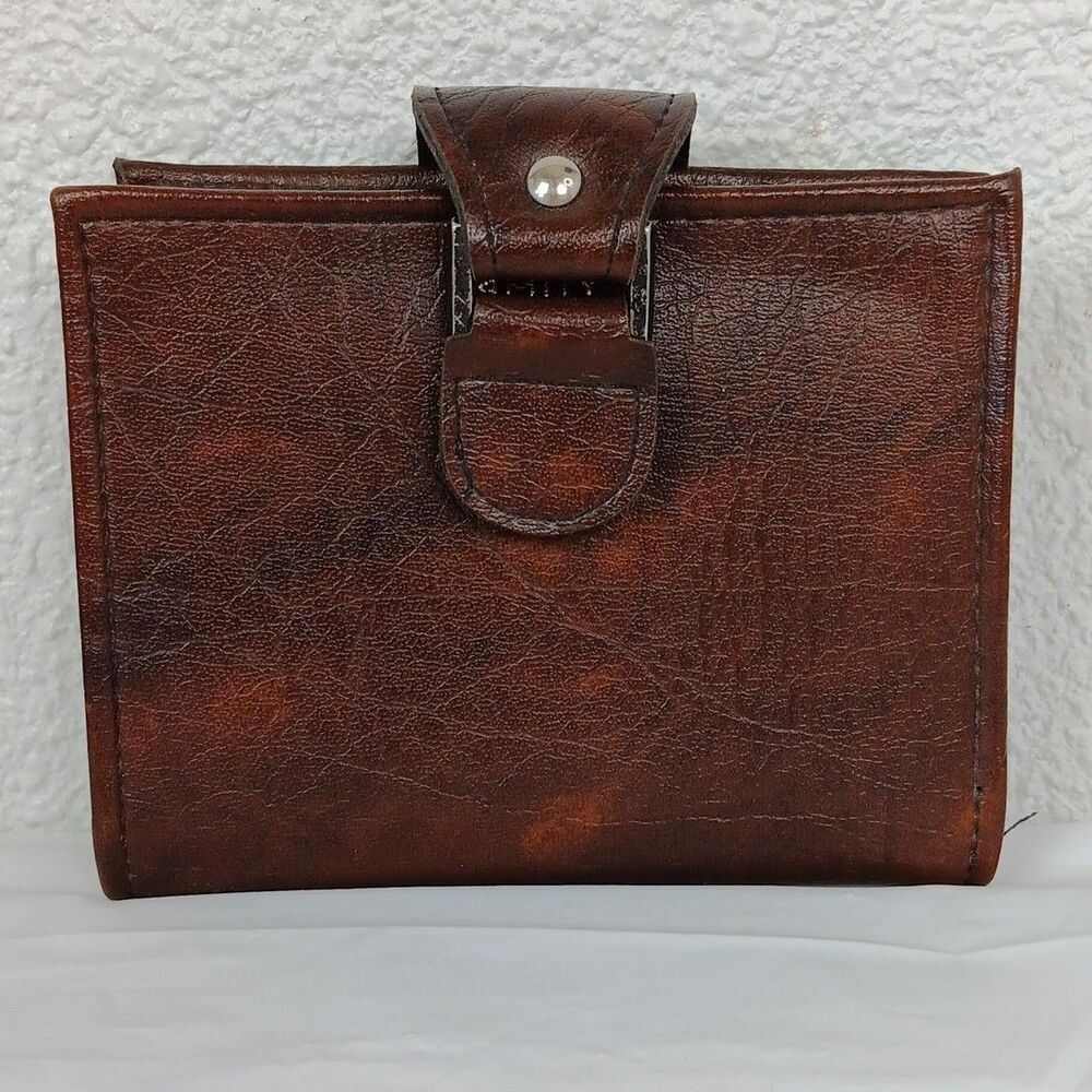 Amity Vintage Playing Card Case ONLY Brown Leather Holds 2 Decks Pad & Pencil
